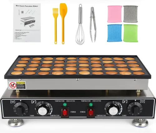 Vista 8 de Dyna-Living Mini fabricante de panqueques holandés 25 piezas comercial Mini fabricante de panqueques antiadherente Dorayaki Maker eléctrico holandés