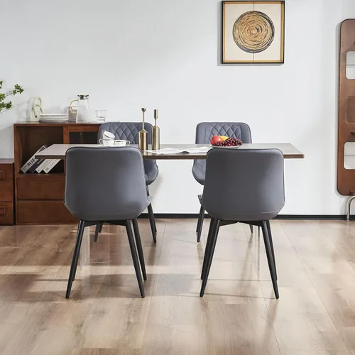 Vista 8 de YOUNIKE Dining Chairs Set of 2 Faux Leather Upholstered Dining Room Chair with Metal Legs, Armless Ergonomic Backrest Mid Century Modern Chairs