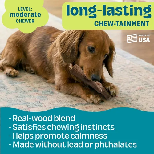 Vista 4 de Petstages Dogwood Juguete Masticable Duradero para Perros, Pequeño - Palo Masticable de Larga Duración Hecho con Madera Real - Hecho en EE.UU., S