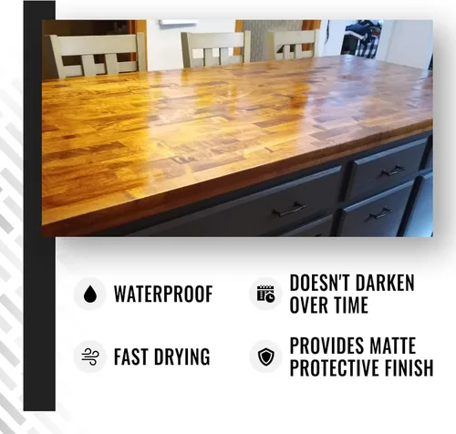 Vista 3 de Real Milk Paint Medio oscuro, aceite de tung oscuro y aceite de cáscara de naranja para acabado de madera, tablas de cortar, bloques de carnicería