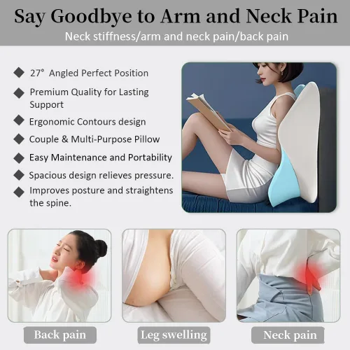 Vista 7 de Almohada Vireon Sweet Spot, almohada de ángulo de 27° para posición perfecta en pareja, cojín de espuma viscoelástica en forma de cuña