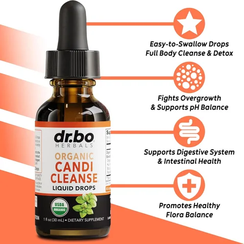 Vista 2 de Candi Cleanse Suplemento de apoyo en gotas – Aceite de orégano orgánico gotas líquido y ajenjo de nogal negro – Complejo de equilibrio