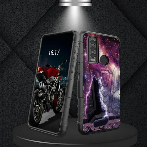 Vista 95 de Funda para AT&T Maestro Max 2021/Cricket Ovation 2 con protector de pantalla de vidrio templado, funda resistente con función atril integrada