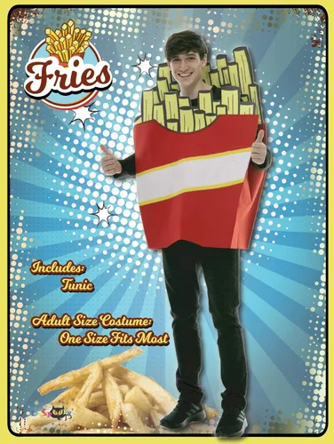 Vista 6 de EraSpooky Disfraz de papas fritas para adultos, disfraz de Halloween con patatas fritas de comida rápida, divertida comida frita