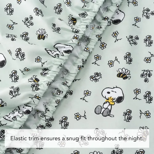 Vista 3 de Berkshire Blanket Peanuts® - Juego de sábanas para niños, tamaño individual, 3 piezas, lindo personaje Snoopy impreso, sábanas de microfibra suave