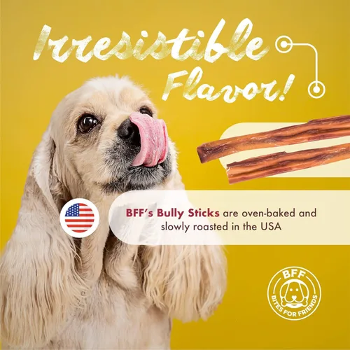 Vista 9 de BFF Bully Sticks de 6 pulgadas (10 unidades) – Golosinas para perros de larga duración – Masticables naturales sin gluten sin granos – Palitos
