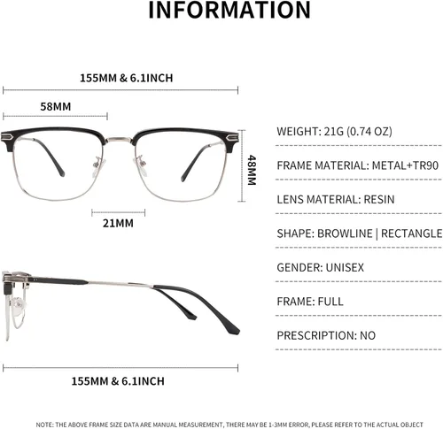 Vista 7 de Gafas de luz azul para hombre, protección ocular antifatiga ocular Flecha Plata/Negro