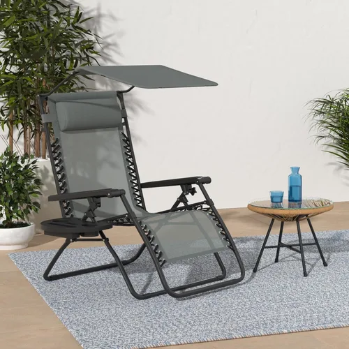 Vista 95 de Best Choice Products Silla reclinable plegable de gravedad cero para exteriores, de patio, para salón al aire libre, con toldo ajustable