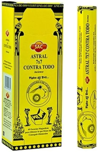 Sac Astral 7x7 Contra Todo Incense - 6 paquetes, 20 palos por paquete