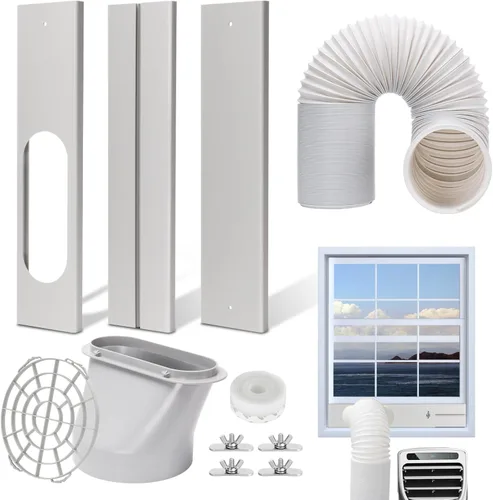 Vista 8 de BEWAVE Kit de ventilación de aire acondicionado portátil, kit de sellado ajustable con manguera de 5.1 pulgadas para unidad de CA universal