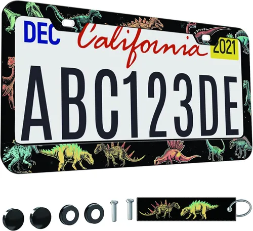 Vista 12 de 2 marcos de matrícula para mujer, marcos decorativos de auto para niñas, soporte para placa de matrícula para vehículo con llavero de doble cara