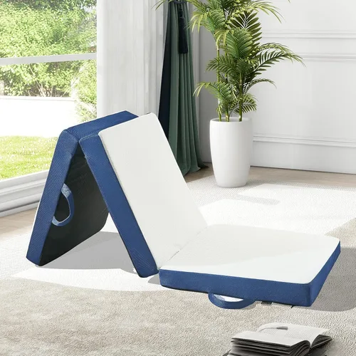 Vista 24 de Colchón plegable tamaño individual, de espuma viscoelástica de 6 pulgadas, triple pliegue, colchón portátil con funda lavable, colchón plegable