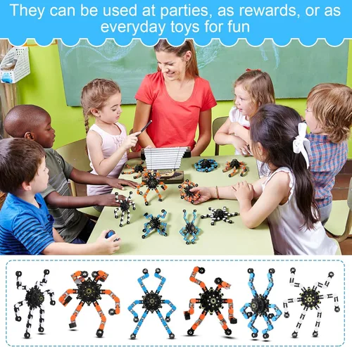 Vista 4 de Jerify Paquete de 40 juguetes sensoriales divertidos para ansiedad, robot de cadena transformable, juguete para hacer tú mismo, robot, mecánico