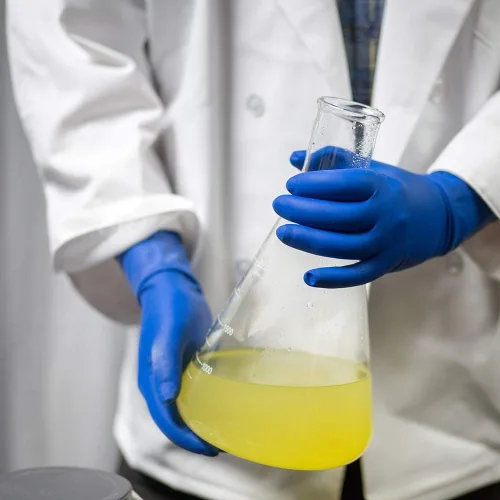 Vista 7 de AMMEX Blue Disposable Latex Exam Gloves, 13 Mil, Powder-Free, Textured, Non-Sterile, Longer Cuff