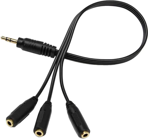 Vista 4 de Qaoquda Cable divisor de audio estéreo de 0.138 in, chapado en oro de 0.138 in (1/8 pulgadas), TRS macho a conector estéreo hembra de 0.118 x 0.138