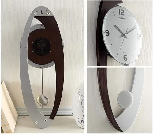 Vista 6 de Reloj de pared silencioso y sin tictac, reloj de sala de estar, estilo europeo moderno, reloj de pared, arte de péndulo, simple y moderno