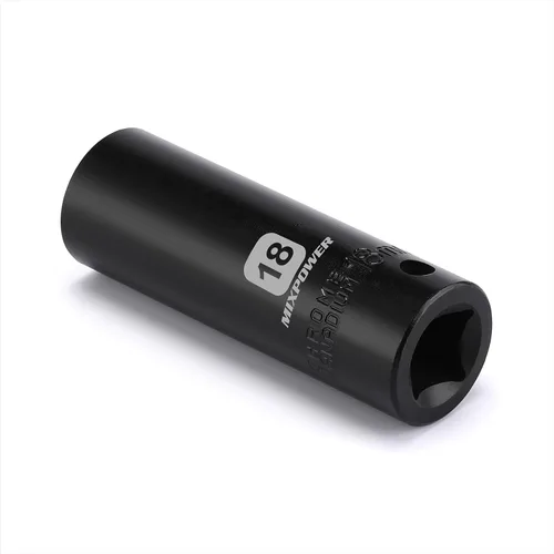 Vista 2 de MIXPOWER Juego de llaves de impacto profundo de 1/2 pulgada – 18 mm, métricas, CR-V, profundas, 1/2" Dr. Juego de llaves de 6 puntos