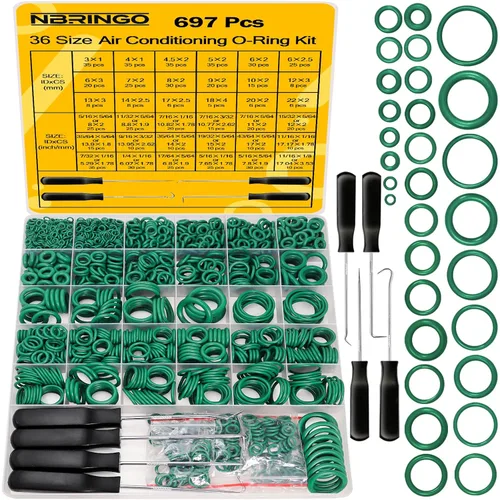 Vista 10 de Kit de 52 juntas de CA – R134a Kit de sellado de CA con juntas de compresor, arandelas de sellos de línea de A/C para reparación y mantenimiento