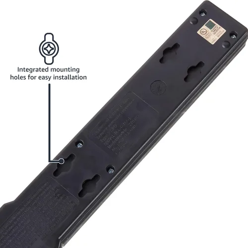 Vista 3 de Yaxa Basics - Protector de sobrecargas de 6 salidas, cable de 6 pies de largo, 790 julios, color negro