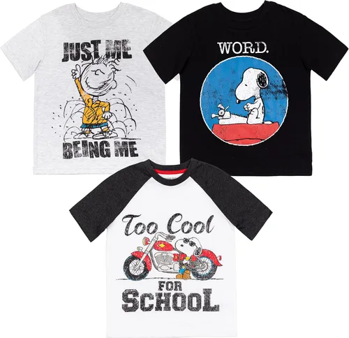 Peanuts Woodstock Snoopy Charlie Brown - Paquete de 3 camisetas para niños pequeños y grandes