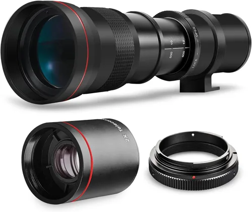 Lente de zoom manual de alta potencia 16.535-62.992 in f/8.3 HD para Canon EOS 70D, 80D, 90D, Rebel T3, T3i, T5, T5i, T6i, T6s, T7, T7I, T8I, SL3,