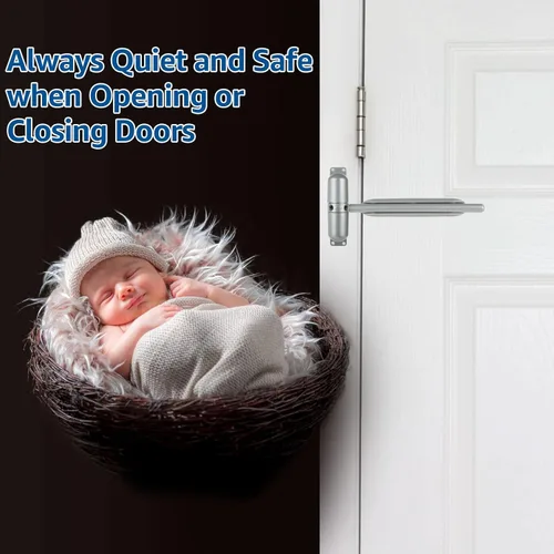 Vista 6 de 2 cierrapuertas automático de seguridad, bisagra de puerta de cierre ajustable para convertir puertas con bisagras en cierre automático, Gris