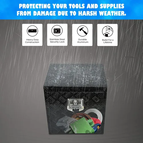 Vista 5 de Caja de herramientas de aluminio resistente de 18 x 17 x 17.75 pulgadas, caja de herramientas para camión, caja de herramientas de almacenamiento