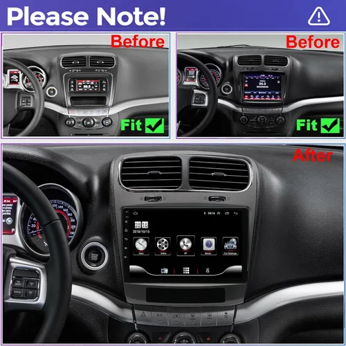 Vista 2 de Para Dodge Journey Radio Upgrade 2011-2019, pantalla táctil QLED estéreo, CPU de 8 núcleos, Carplay Android Auto listo, mantiene el control