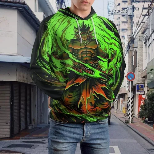 Vista 6 de Saiyajin Broly - Sudadera con capucha unisex con estampado 3D para adultos y jóvenes, sudadera de manga larga con capucha