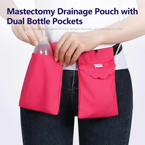 Vista 3 de Bolsa de drenaje para mastectomía y soporte de ducha Confort ajustable (rosa)