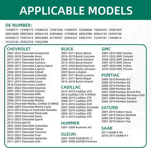 Vista 2 de CDWTPS TPMS Sensor GM - Paquete de 4, sistema de monitor de presión de neumáticos 315MHZ para GM GMC Chevy Buick Cadillac
