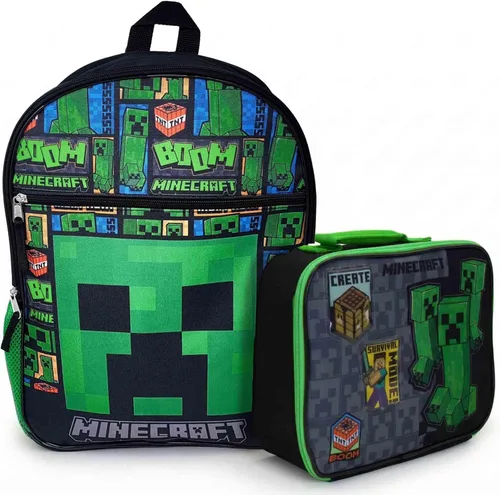 Vista 6 de DIBSIES Combo personalizado de mochila y lonchera creado con mochila y lonchera Minecraft