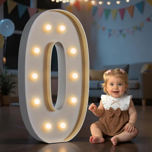 Vista 12 de Imprsv Números de marquesina iluminados de 3 pies para decoraciones de fiesta de cumpleaños 50, números de mosaico para globos, marco de globos