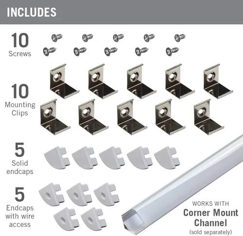 Vista 2 de Armacost Lighting Paquete de accesorios de cinta LED de montaje en esquina - gris, 960001