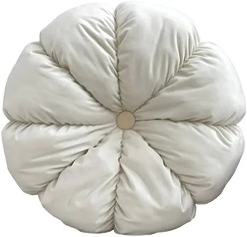 Vista 20 de MOJUN Cojín de terciopelo redondo, plisado, relleno, cojín decorativo para el hogar para sofá, silla, cama, automóvil, suelo (azul, 14 pulgadas)