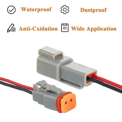 Vista 5 de HYAT Conector DT de 2 pines 16 AWG, impermeable, conector eléctrico automotriz, macho y hembra, arnés de conectores de cable eléctrico