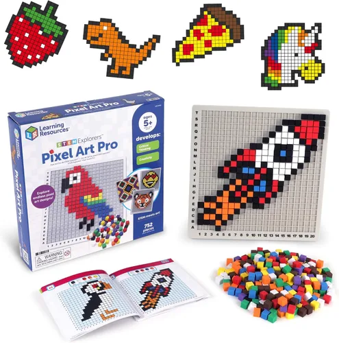 Learning Resources STEM Explorers Pixel Art Pro - Pensamiento crítico, manipuladores matemáticos, habilidades de resolución de problemas, bloques de
