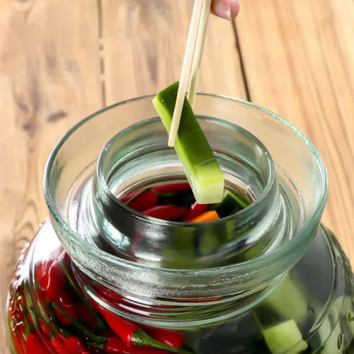 Vista 5 de Tarro de fermentación de 2.5 litros, frasco de pepinillo de boca ancha, kit de fermentación tradicional con tapa de sellado de agua, tarro