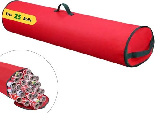 Vista 7 de Primode Bolsa de almacenamiento de papel de regalo, organizador de papel de regalo debajo de la cama para almacenar múltiples rollos de papel