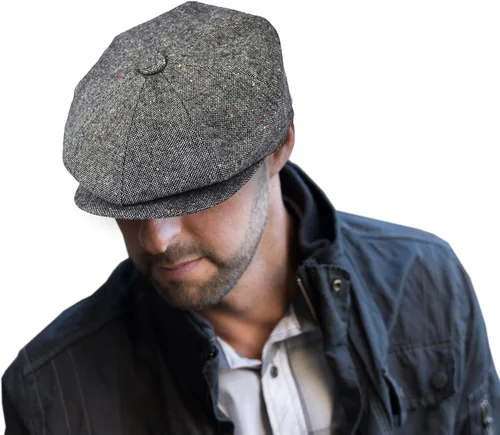 Vista 15 de EPOCH Gorra de lana para hombre, sombrero de golf Applejack de cabbie de tweed de conducción en espiga Nsb1910