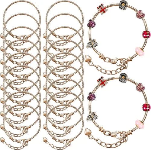 Vista 10 de Hicarer 30 cadenas de cadena con dije de serpiente de 7.87 pulgadas con extensor de cierre de langosta y corazón para mujeres, suministros de 2-Plata