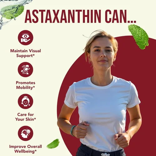 Vista 7 de Suplemento de astaxantina de fácil absorción, 10 mg de astaxantina de Haematococcus Pluvialis Microalgas frescas para apoyo a la salud de la piel