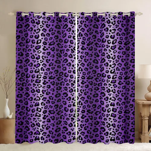 Vista 23 de Feelyou Cortinas opacas con estampado de leopardo de 30% a 50%, cortinas de oscurecimiento con estampado de guepardo para dormitorio, para niños