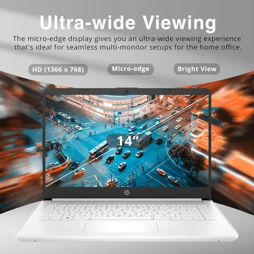 Vista 3 de HP Stream Laptop HD de 14 pulgadas, procesador Intel Celeron N4120, 4 GB de RAM, 128 GB eMMC, gráficos Intel UHD, cámara web 720p, WiFi, HDMI