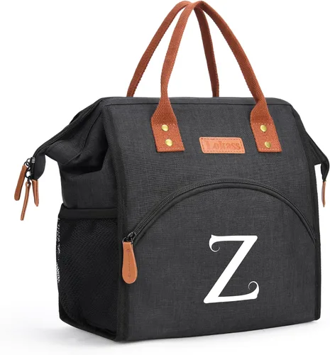 Vista 43 de Lonchera personalizada para mujer, inicial, bolsa de almuerzo aislada reutilizable, lonchera térmica de apertura amplia para adultos, bolsa