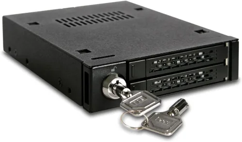 Vista 17 de ICY DOCK Rack móvil de 2.5" SATA/SAS HDD y SSD de metal completo resistente para bahía de unidad externa de 3.5 pulgadas con bloqueo de llave