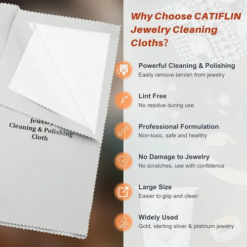 Vista 2 de CATIFLIN 2 paños de limpieza de joyas multicapa, paño grande de pulido de plata, paños de pulido de joyas 100% algodón para joyas de oro, plata