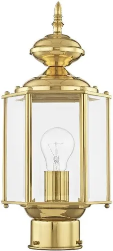 Vista 6 de Livex Lighting 2117-02 Poste al aire libre con pantallas de vidrio biselado transparente, latón pulido