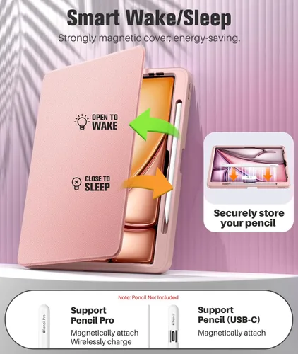 Vista 88 de MoKo Funda para iPad Air de 13 pulgadas M3 2025 y M2 2024 con soporte para lápices, funda para iPad Air 13 [protector de pantalla integrado]