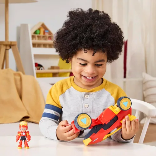 Vista 9 de Marvel Iron Man y sus increíbles amigos 2 en 1 Conjunto de traje Mech y vehículo, set de figuras de acción y juguete vehículo, juguetes